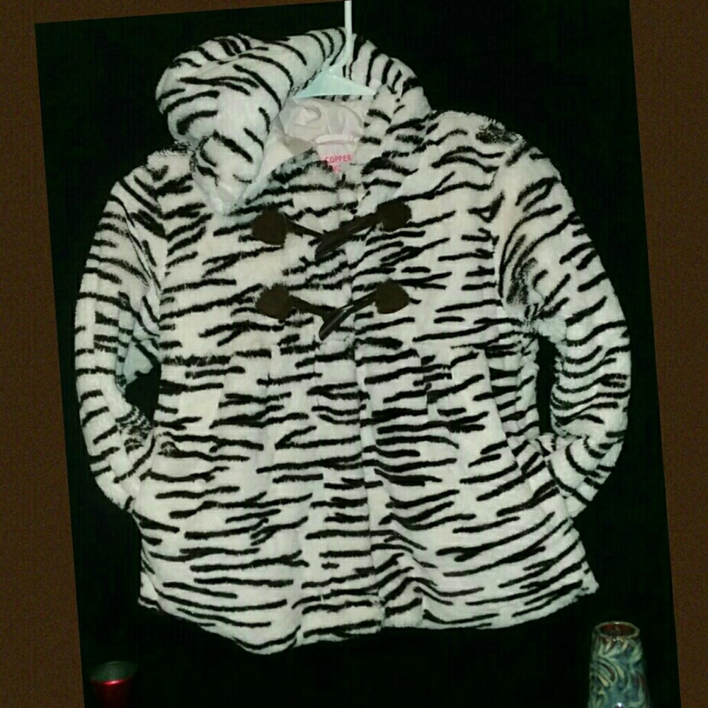 Copper Key Girls Coat Jacket Hooded Zebra 6/6x